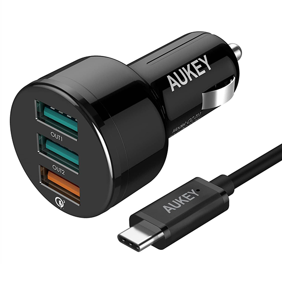 Автомобильное зарядное устройство Aukey с тремя портами (AiPower + Quick Charge 3.0) (CC-T11)