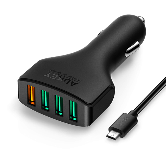 Автомобильное зарядное устройство Aukey с четырьмя портами (Quick Charge 3.0 + AiPower) (CC-T9)